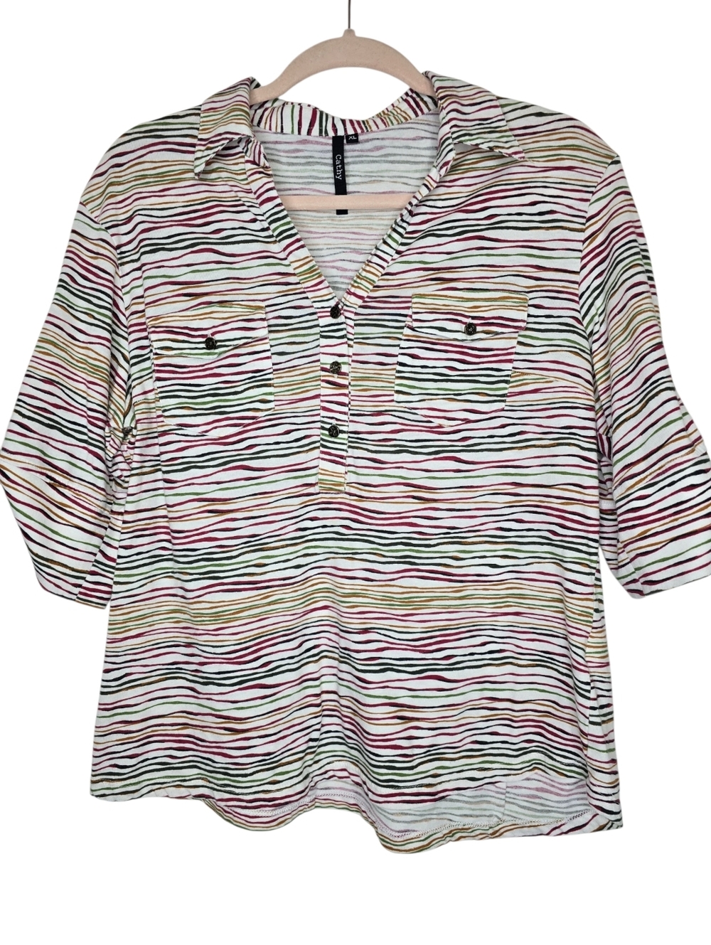 Cathy Daniels striped button-front blouse